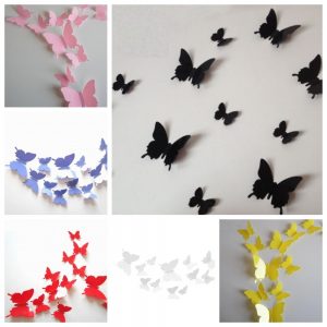 Интерьерные наклейки 3D Бабочки на стену (набор 12 шт)