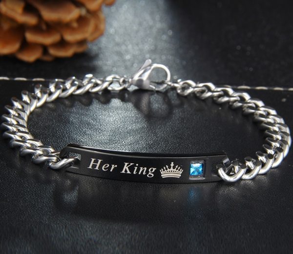Парные браслеты для влюбленных Ее король - Его королева