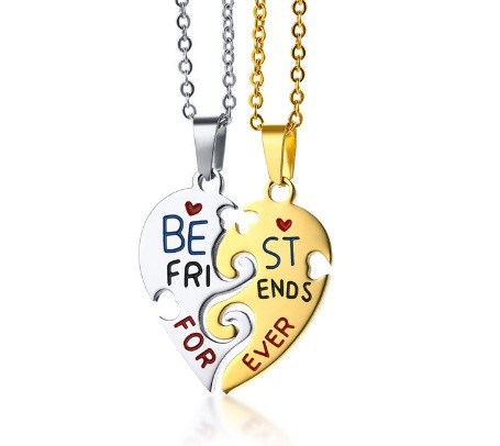 Парные кулоны для друзей «Сердца BEST FRIENDS FOREVER»