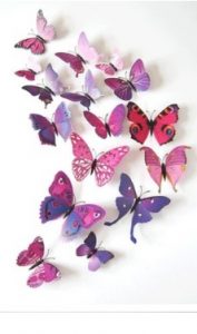 Интерьерные наклейки бабочки с магнитом набор 12 шт фиолетовые