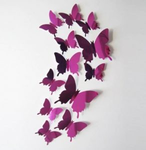 Декор на стену Бабочки из фольги набор 12 шт фиолетовый