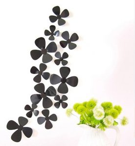 Наклейки интерьерные - цветок четырехлистный набор 12 шт. черный