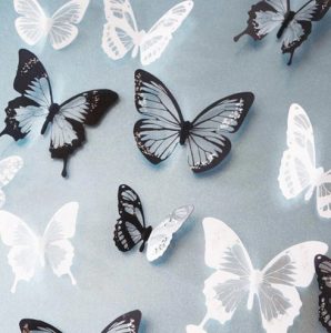 Бабочки - интерьерные наклейки черно- белые набор 18 шт.