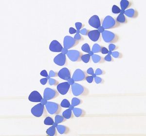 Наклейки интерьерные - цветок четырехлистный набор 12 шт. фиолетовый