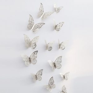 Интерьерные бабочки (набор 12 шт) серебристые