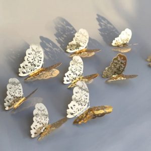 Интерьерные бабочки (набор 12 шт) золотистые