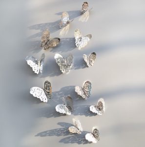 Набор интерьерных бабочек серебристых 12 шт