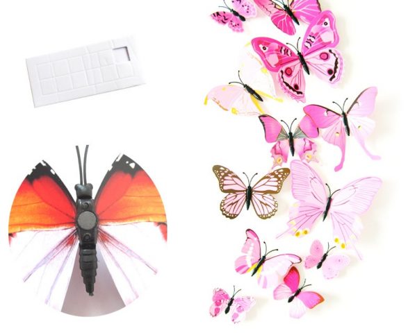 Интерьерные наклейки бабочки с магнитом набор 12 шт светло розовые