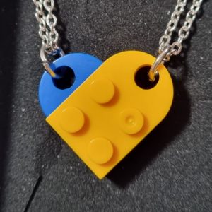Парні кулони Лего-пазл синій і жовтий